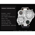 Irregular Dial Square Big Watches for Men Dual Time Zone Leather Band Quartz Waterproof Sport Watch Luxury Relogio Masculino